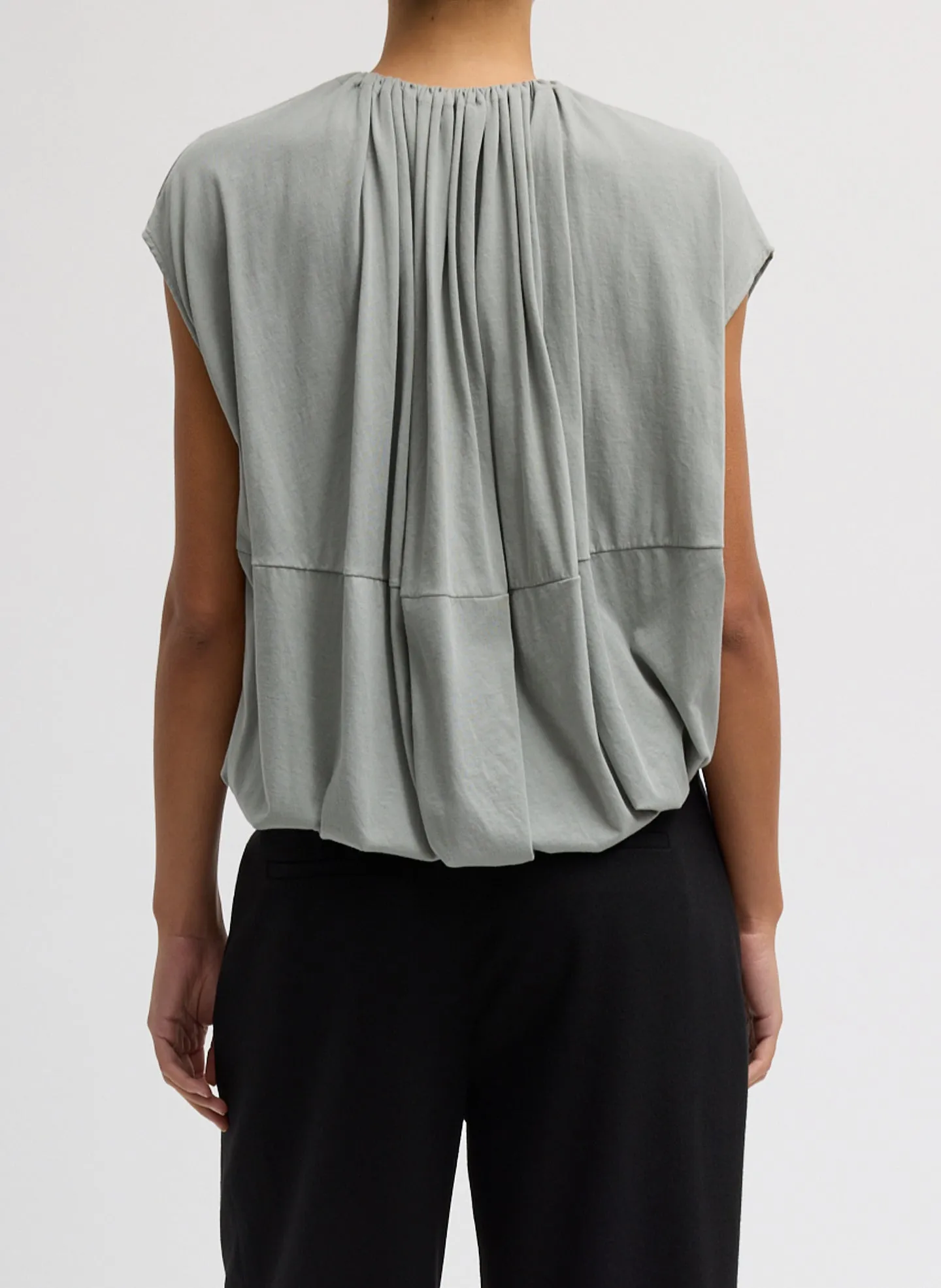 Shirred Neck Circular T-Shirt sold by Tibi product image thumbnail 3
