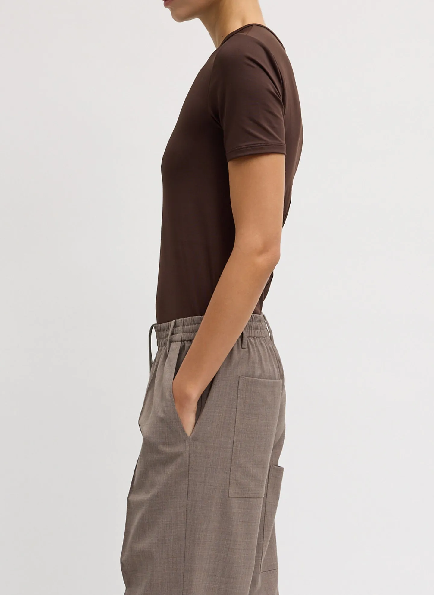 Stretch Light Weight Tech Knit Short Sleeve T-Shirt sold by Tibi product image thumbnail 3