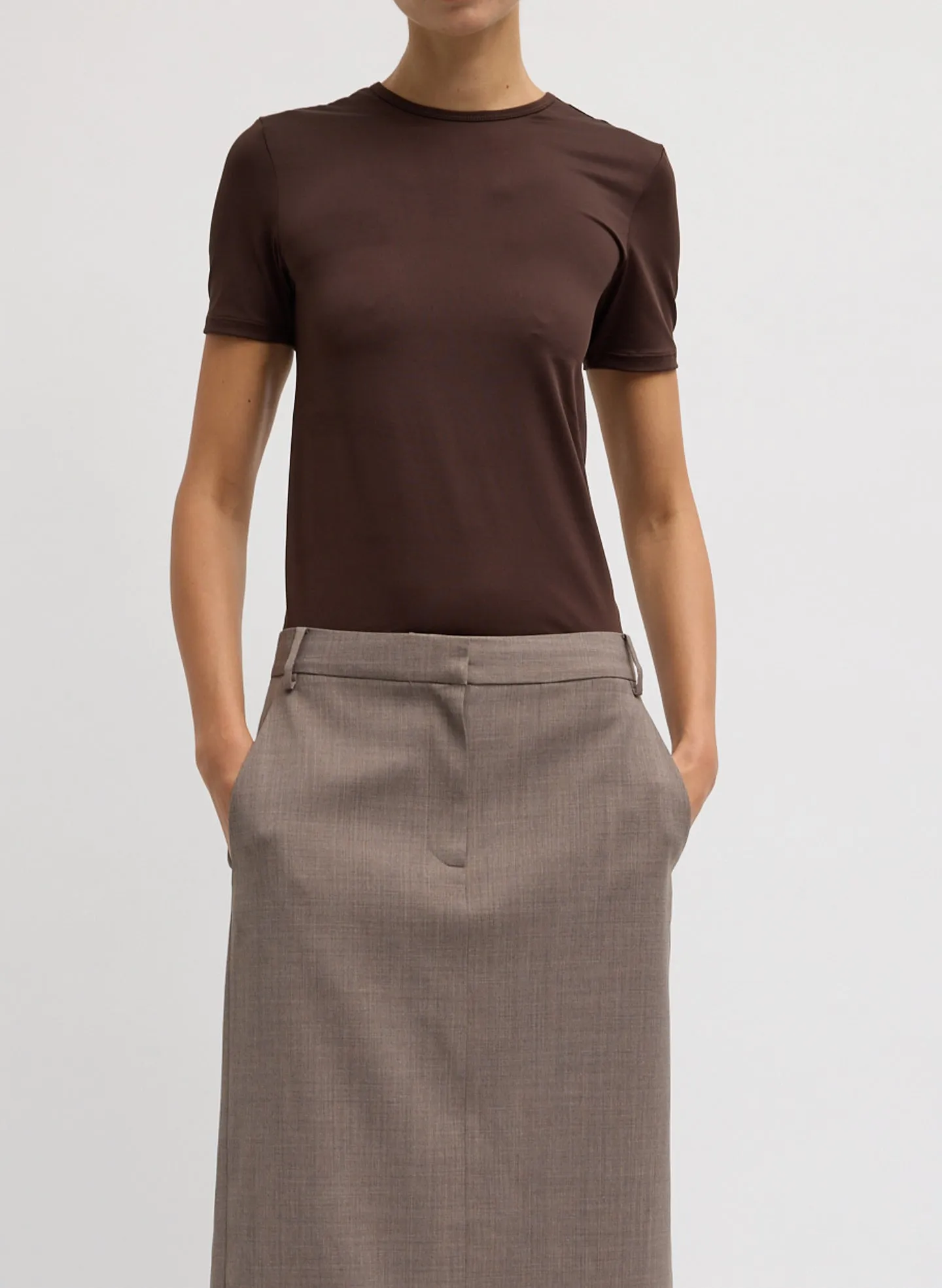 Stretch Light Weight Tech Knit Short Sleeve T-Shirt sold by Tibi