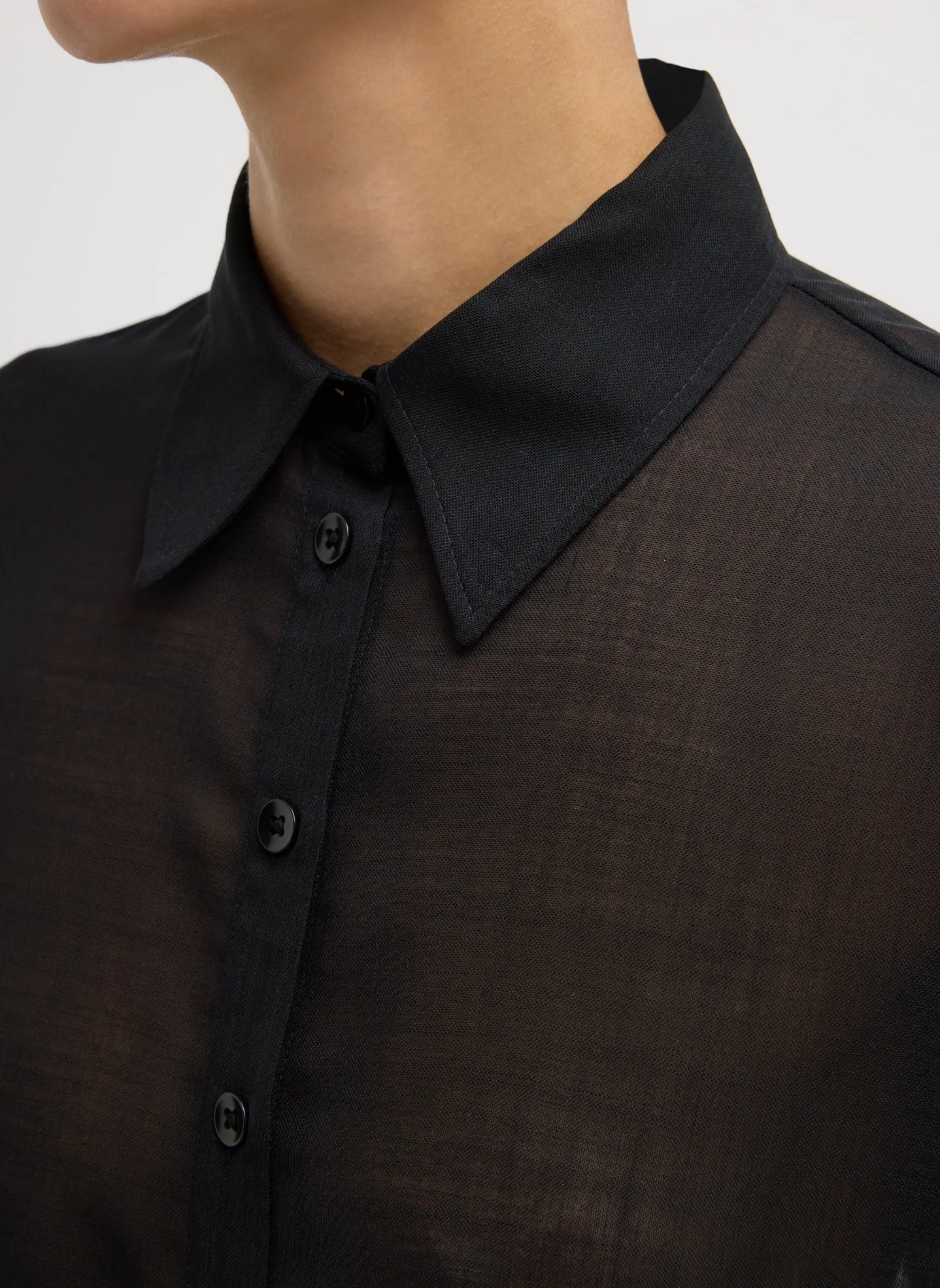 Sheer Wool Gauze Oversized Shirt sold by Tibi product image thumbnail 5