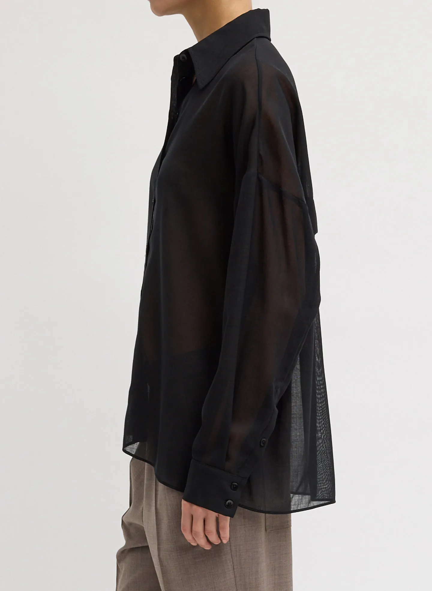 Sheer Wool Gauze Oversized Shirt sold by Tibi product image thumbnail 2