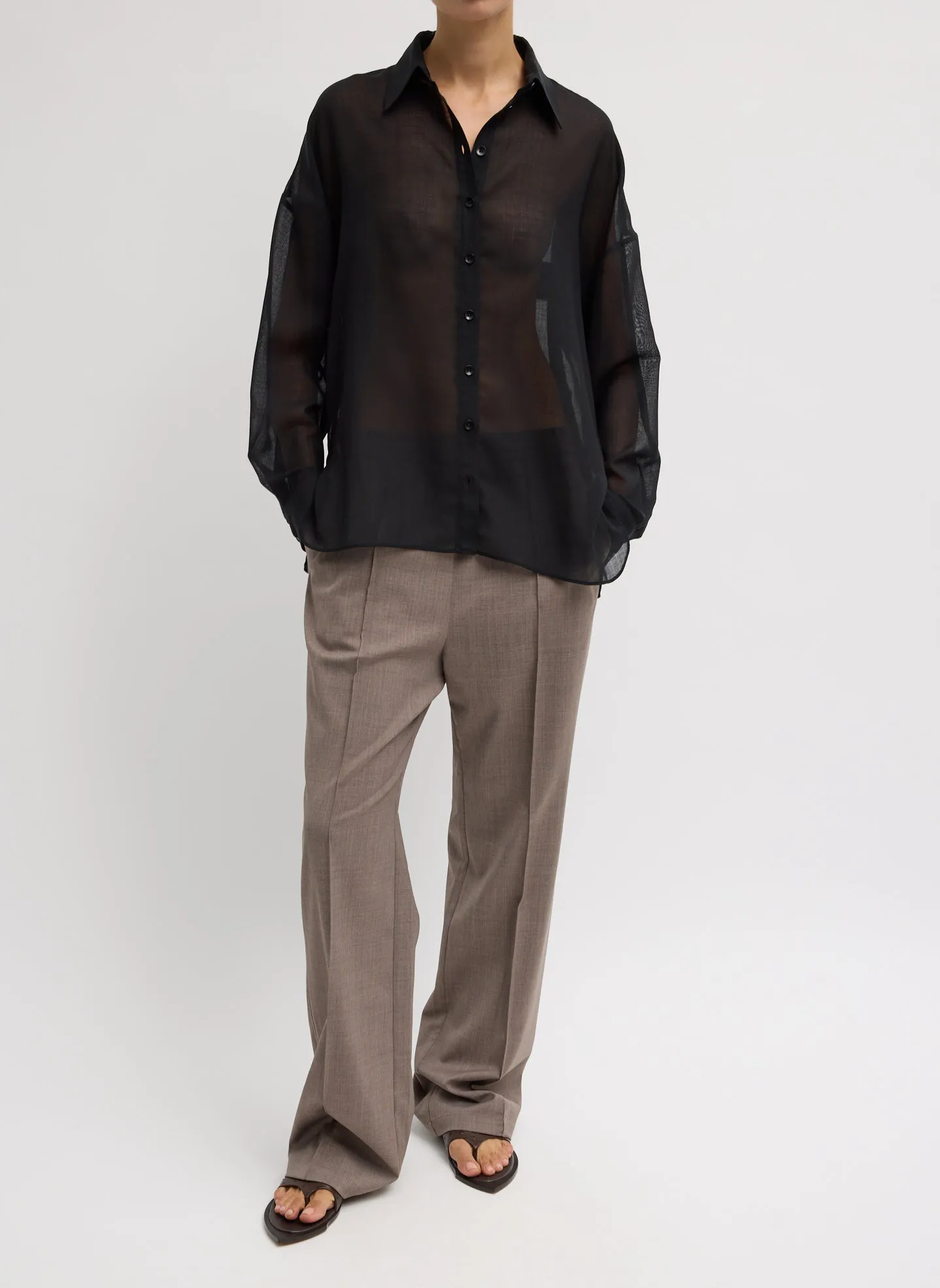Sheer Wool Gauze Oversized Shirt sold by Tibi product image thumbnail 4