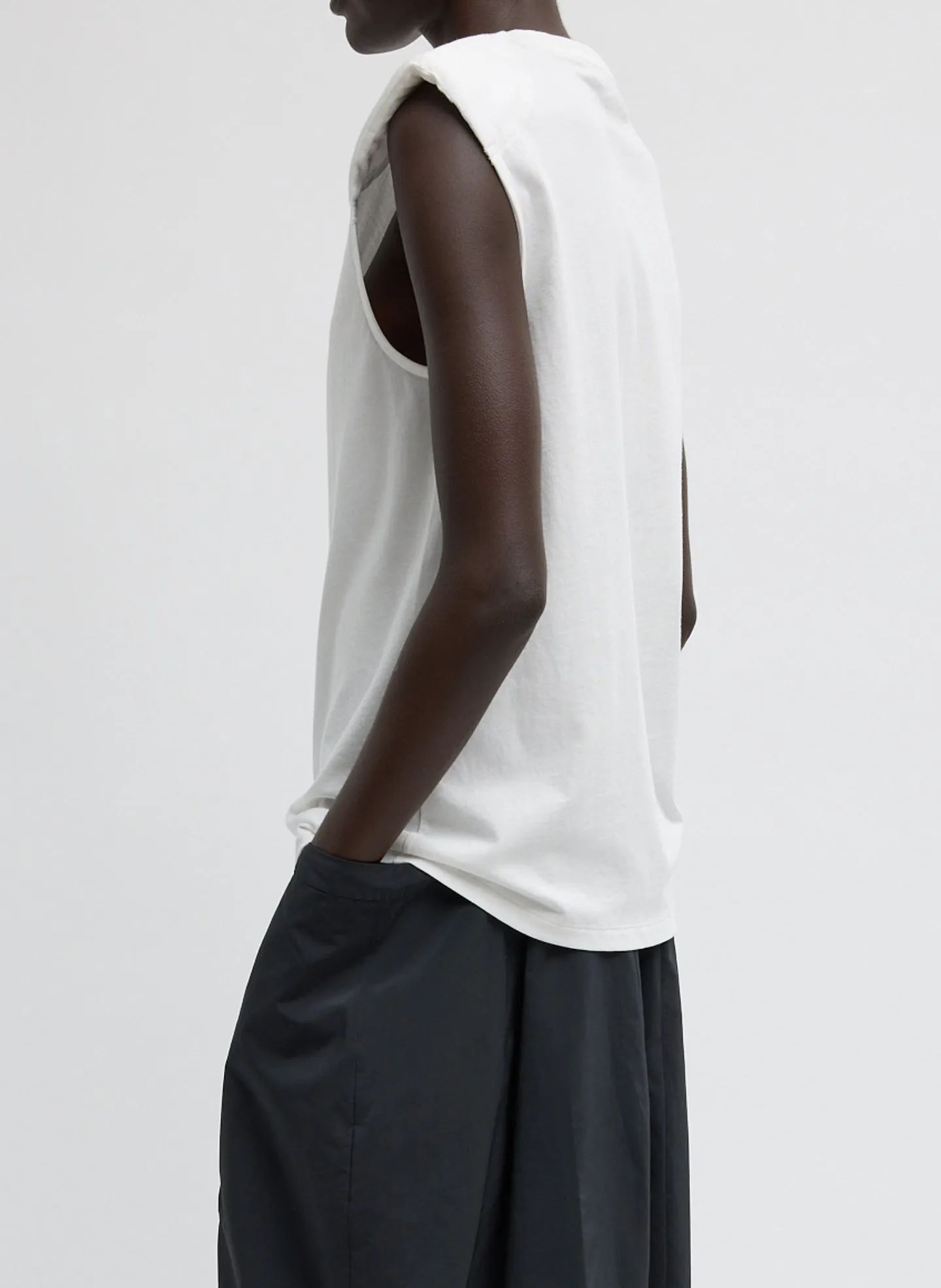 Padded Shoulder Sleeveless T-Shirt sold by Tibi product image thumbnail 2