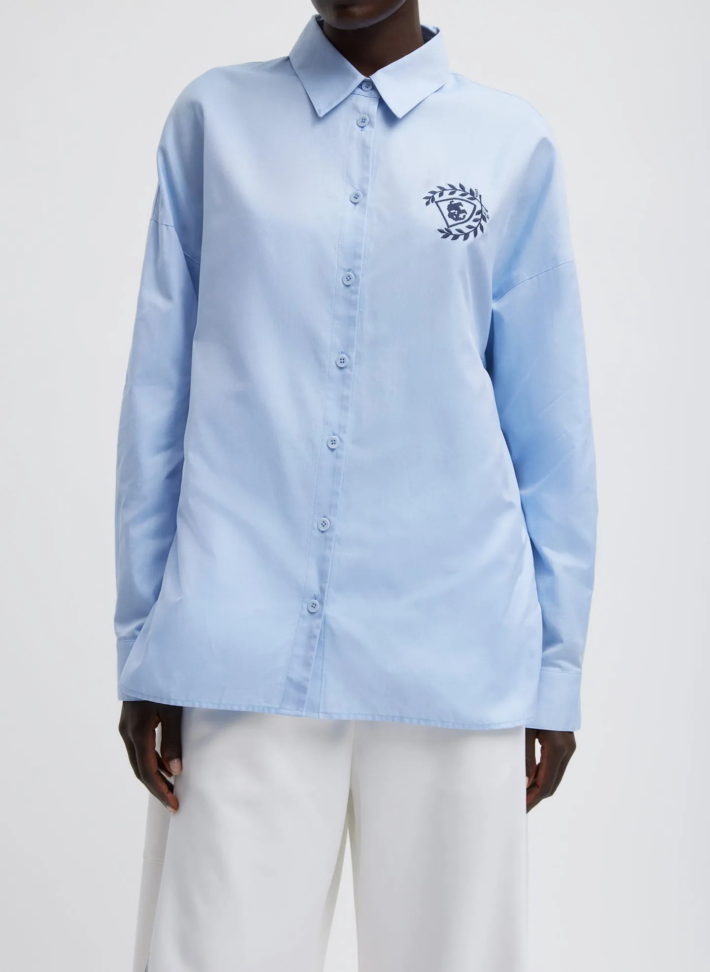 Oxford Shirting Crest Gabe Oversized Shirt sold by Tibi