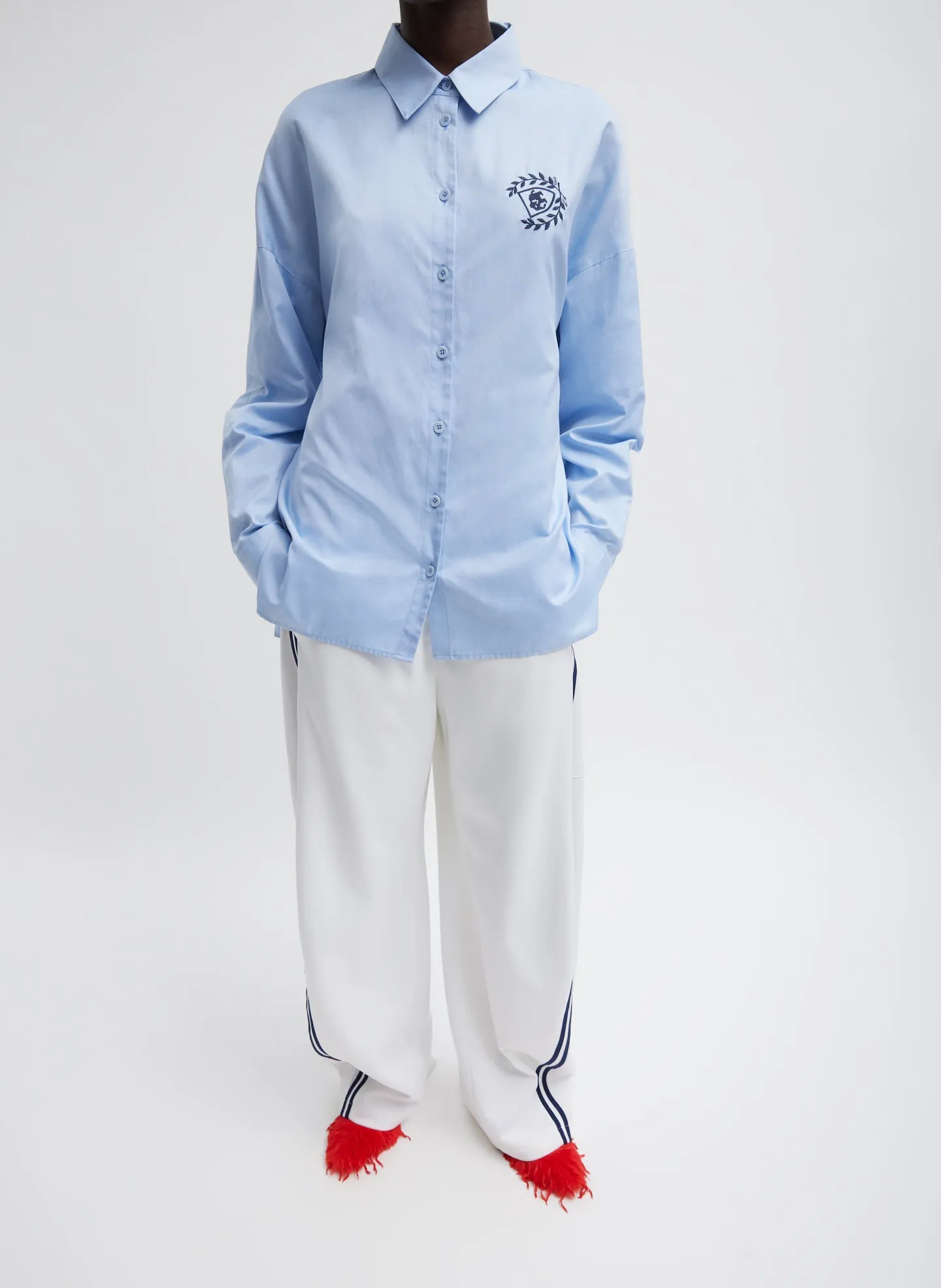 Oxford Shirting Crest Gabe Oversized Shirt sold by Tibi product image thumbnail 4