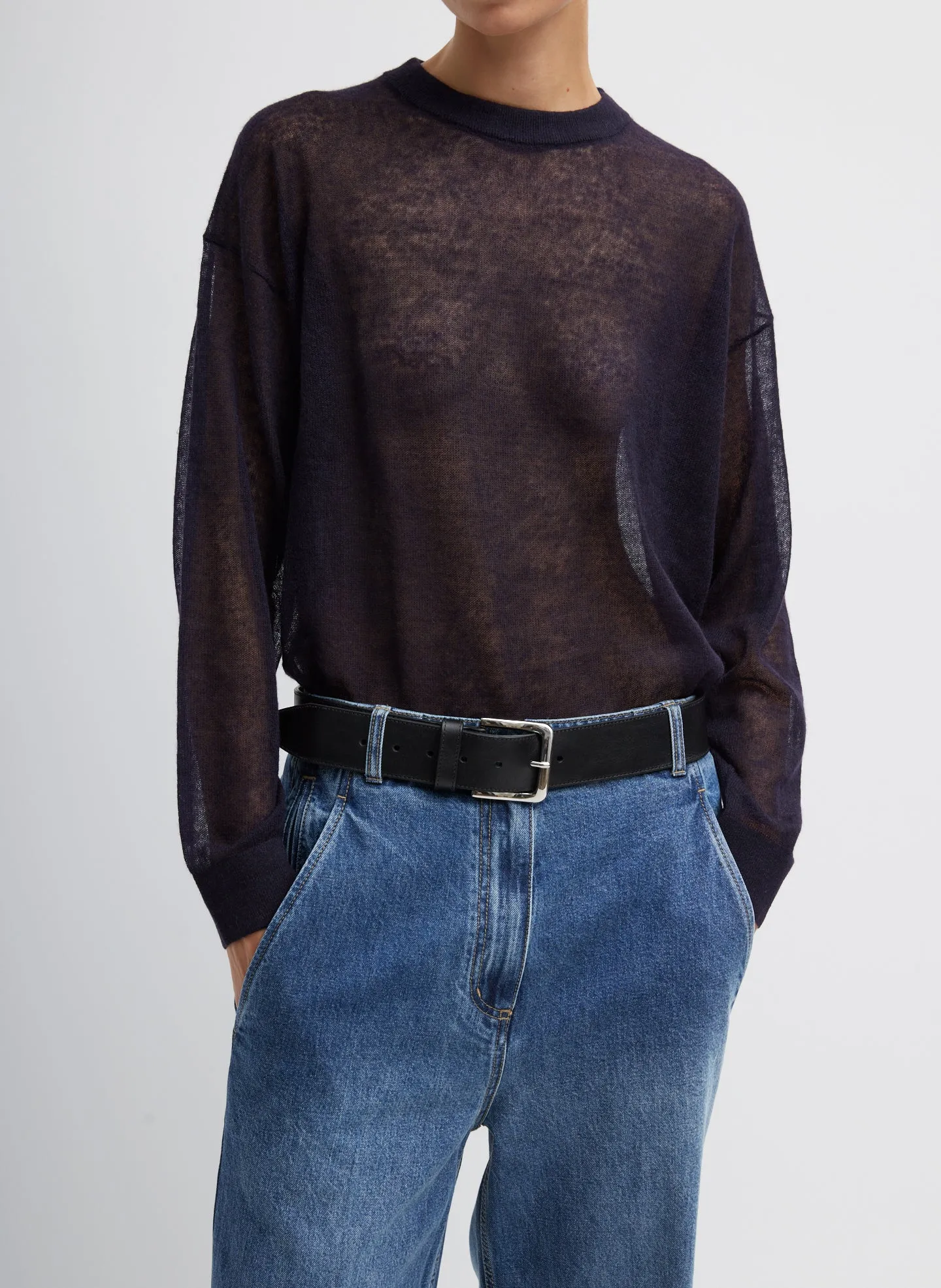 Sheer Sweater Crewneck Easy Pullover sold by Tibi