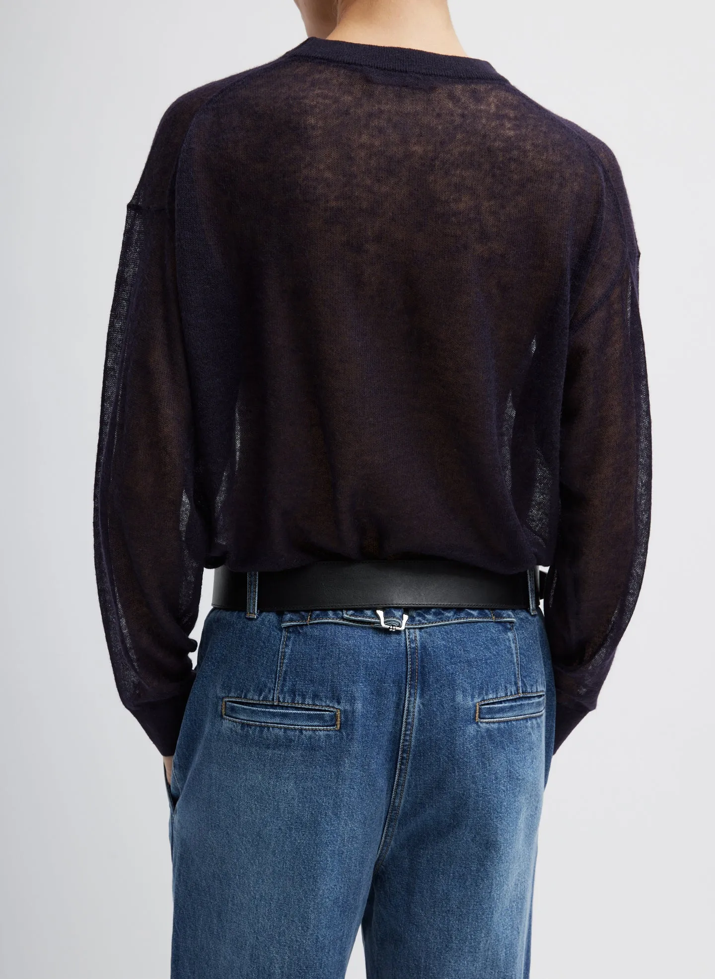 Sheer Sweater Crewneck Easy Pullover sold by Tibi product image thumbnail 3