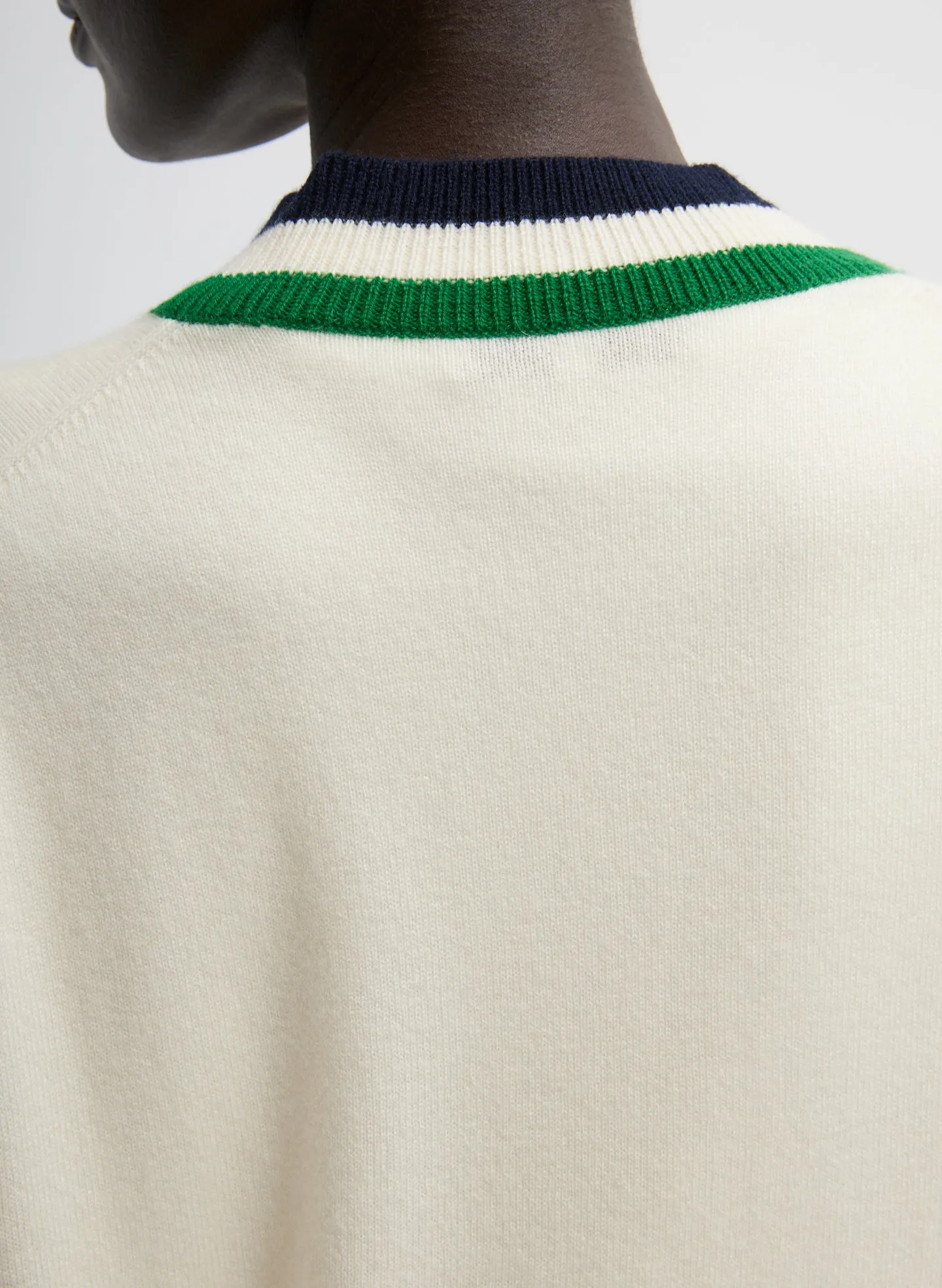 Washable Cashmere Striped Warp V-Neck Pullover sold by Tibi product image thumbnail 5