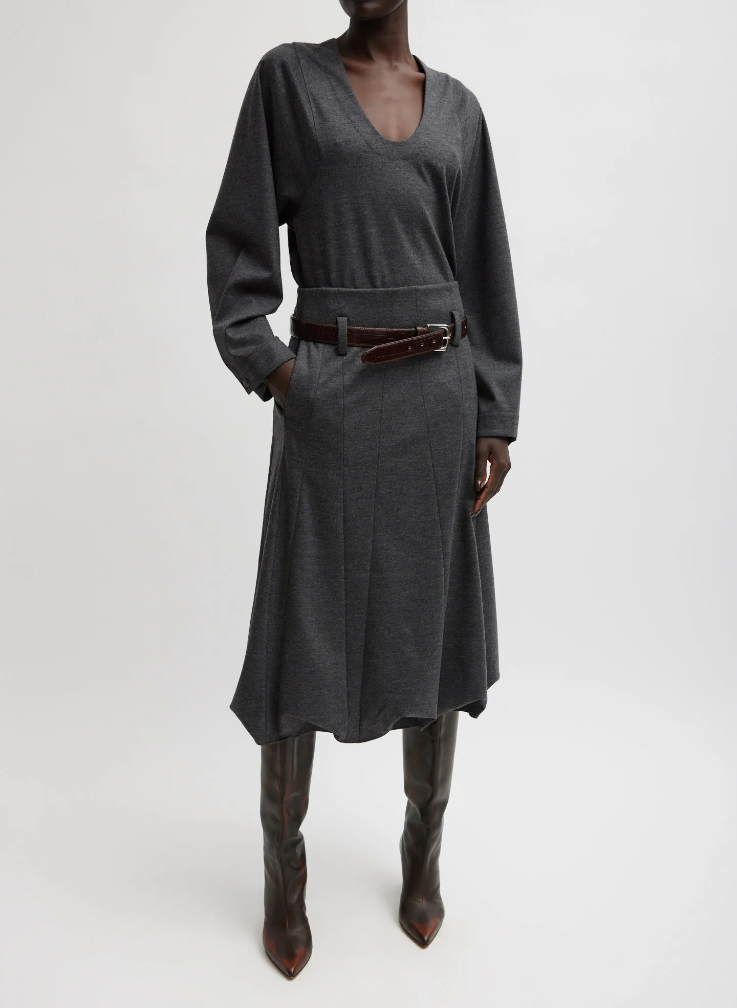 Melange Jersey Tucked Panel Skirt sold by Tibi