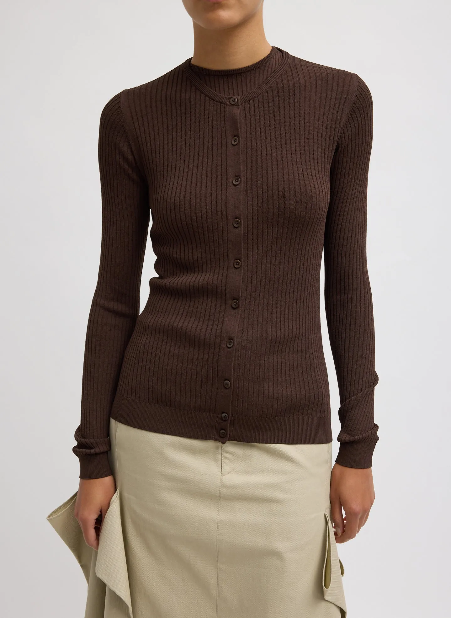 Ribbed Sweater Slim Cardigan sold by Tibi