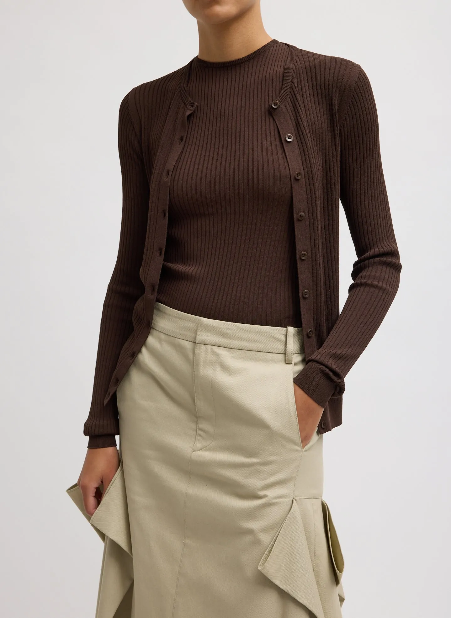 Ribbed Sweater Slim Cardigan sold by Tibi product image thumbnail 2