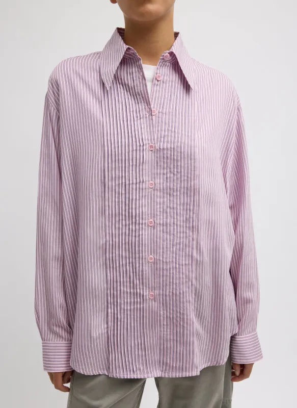 Ultra Light Silk Tencel Striped Pintucked Shirt sold by Tibi