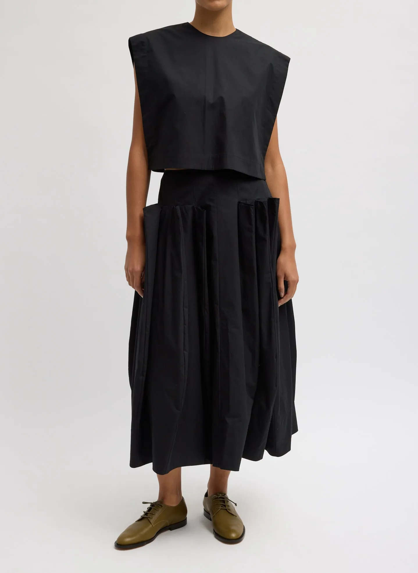 Compact Eco Poplin Cropped Square Top sold by Tibi product image thumbnail 4