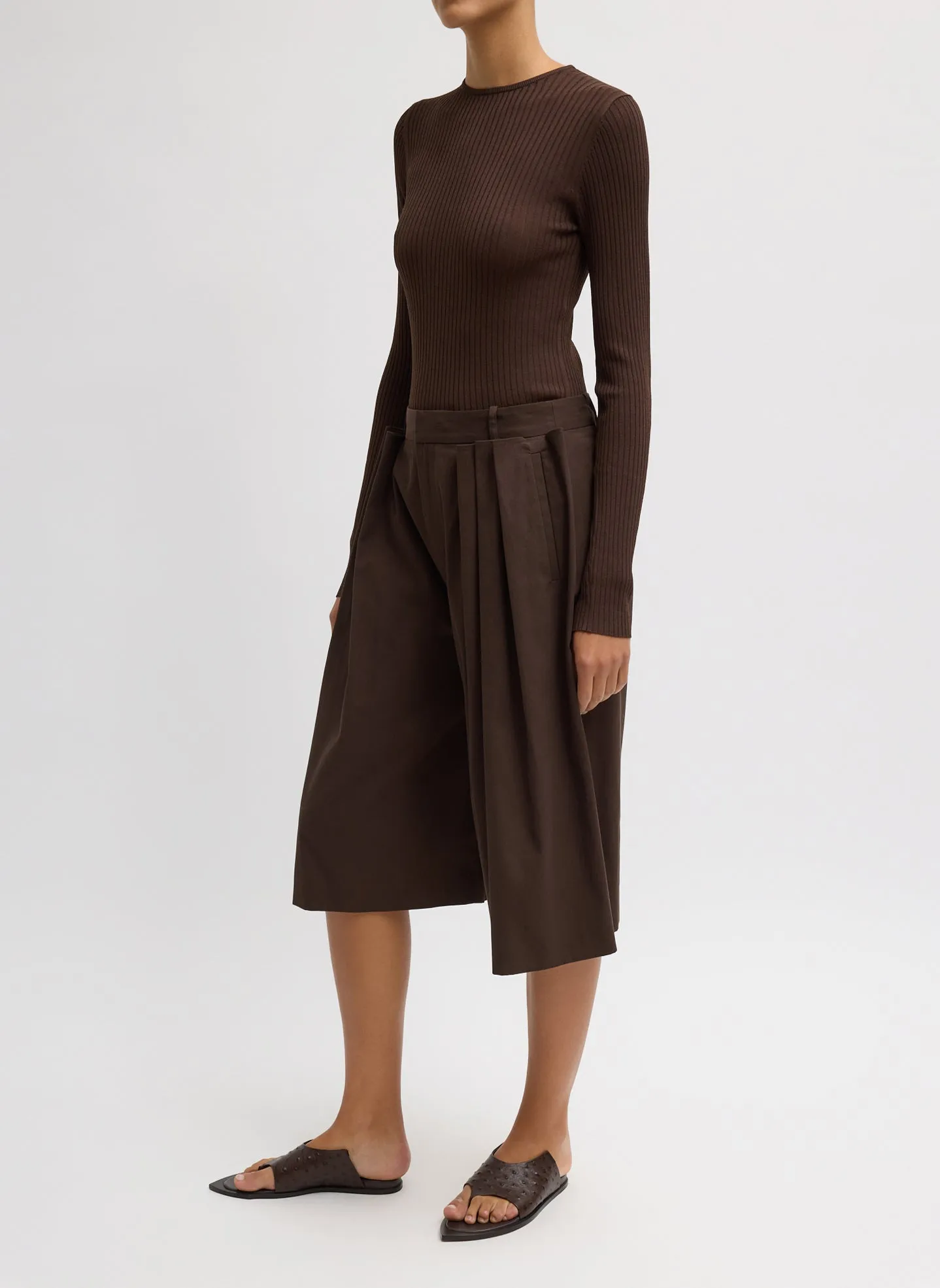 Luxe Spring Twill Tucked Pleated Wide Leg Short sold by Tibi product image thumbnail 2