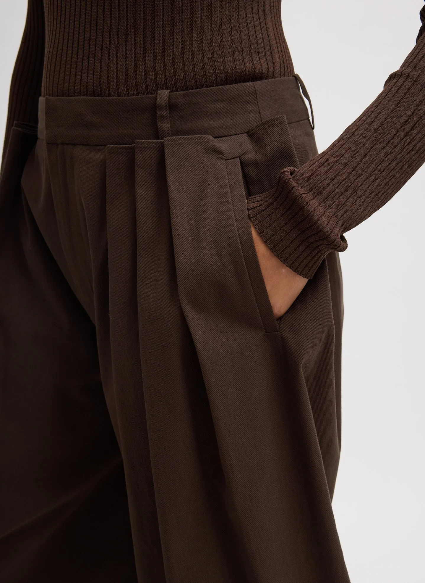 Luxe Spring Twill Tucked Pleated Wide Leg Short sold by Tibi product image thumbnail 4