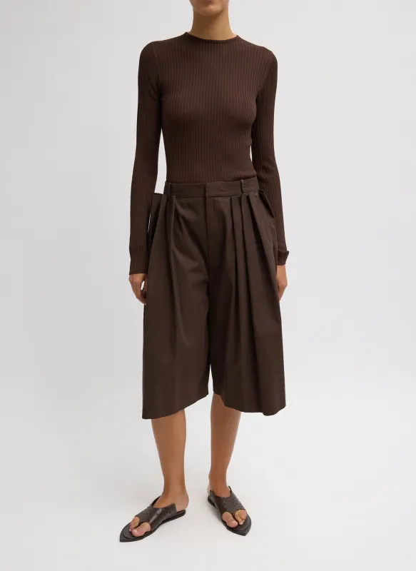 Luxe Spring Twill Tucked Pleated Wide Leg Short made by Tibi