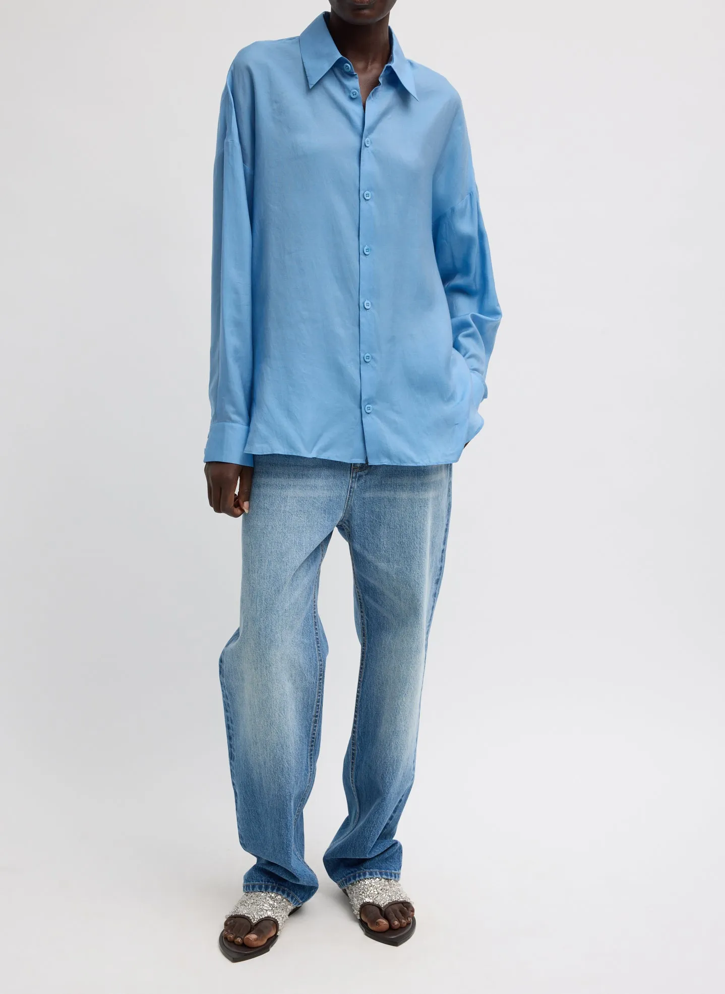 Ultra Light Silk Tencel Oversized Shirt sold by Tibi product image thumbnail 5