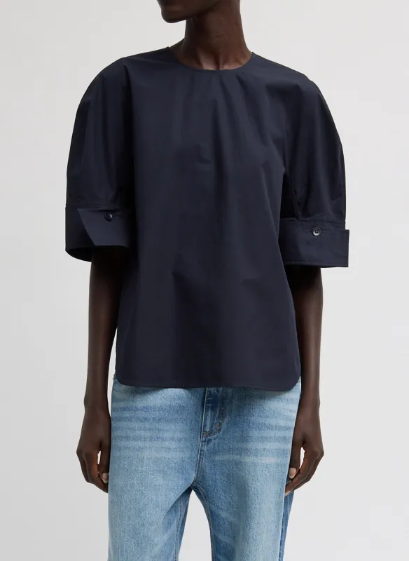 Compact Eco Poplin Reverse Sleeve Top sold by Tibi