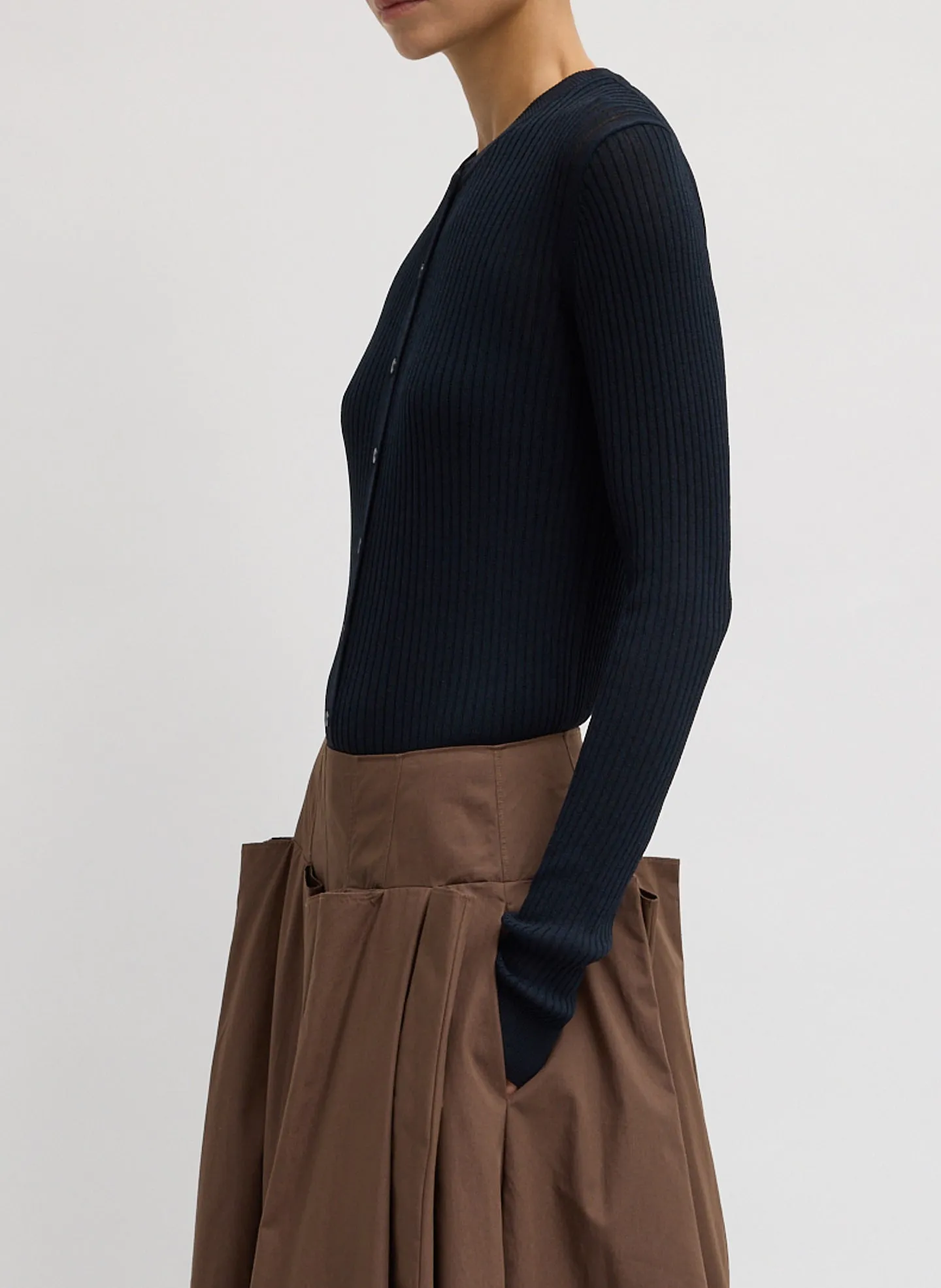 Ribbed Sweater Slim Cardigan sold by Tibi product image thumbnail 5