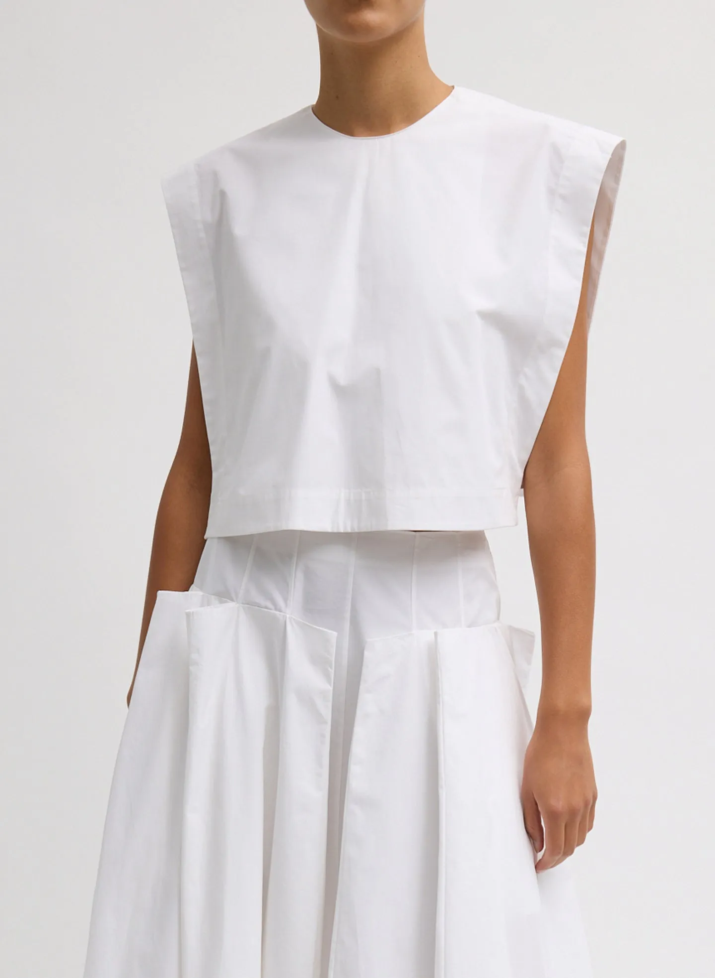 Compact Eco Poplin Cropped Square Top sold by Tibi