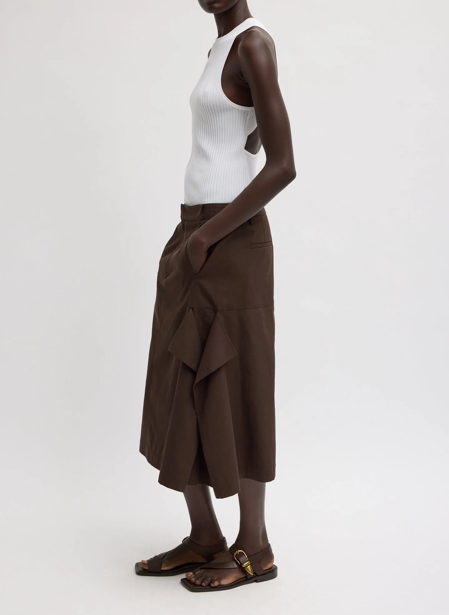 Luxe Spring Twill Tucked Pleat Skirt sold by Tibi product image thumbnail 3
