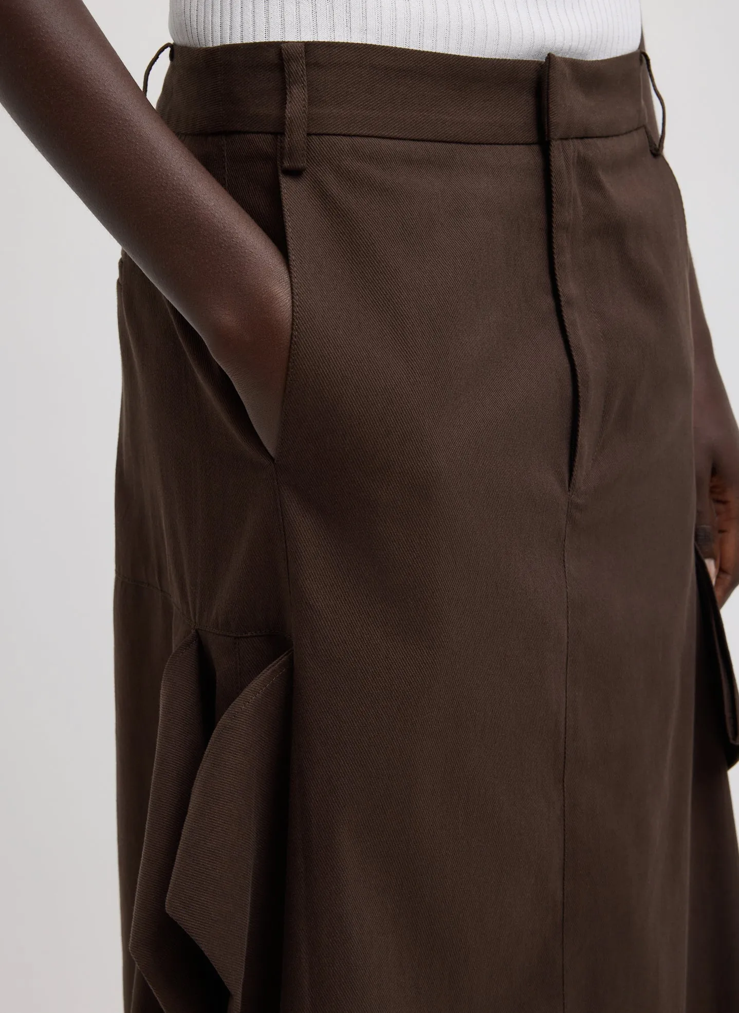 Luxe Spring Twill Tucked Pleat Skirt sold by Tibi product image thumbnail 5