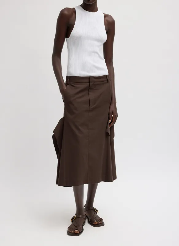 Luxe Spring Twill Tucked Pleat Skirt sold by Tibi