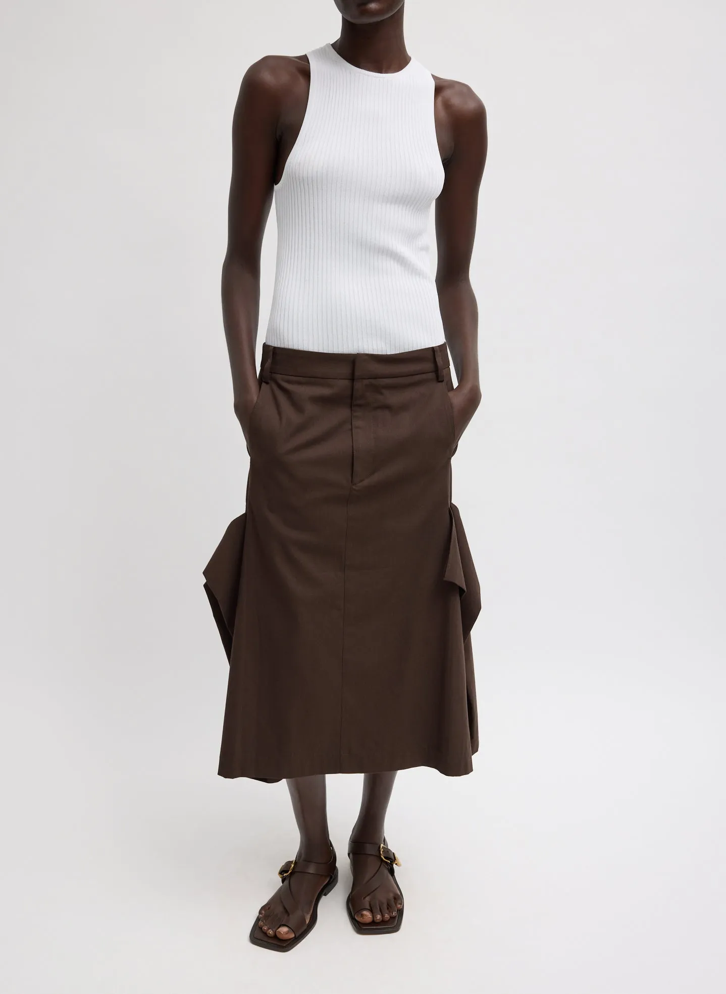 Luxe Spring Twill Tucked Pleat Skirt sold by Tibi product image thumbnail 2