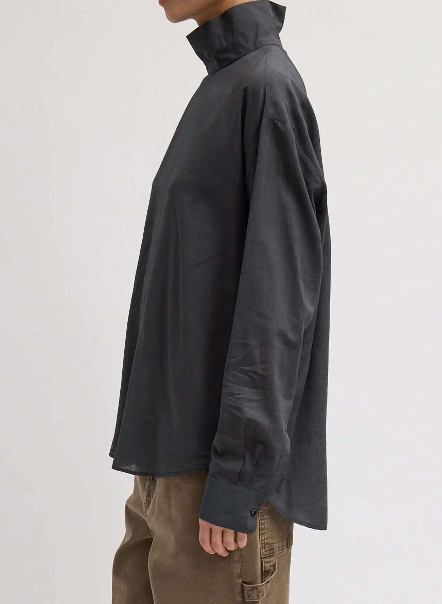 Ultra Light Silk Tencel Funnel Neck Shirt sold by Tibi product image thumbnail 2
