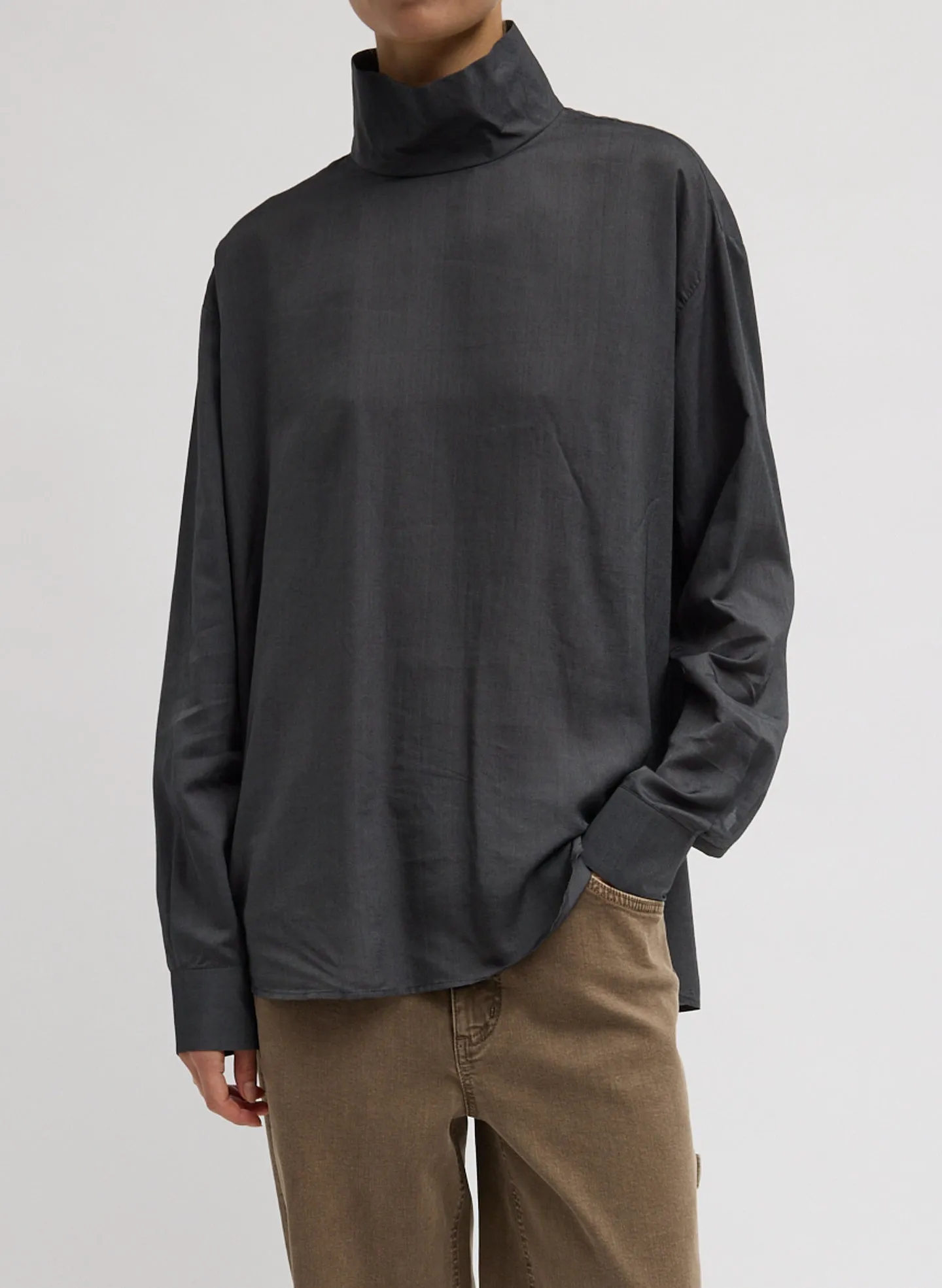 Ultra Light Silk Tencel Funnel Neck Shirt sold by Tibi