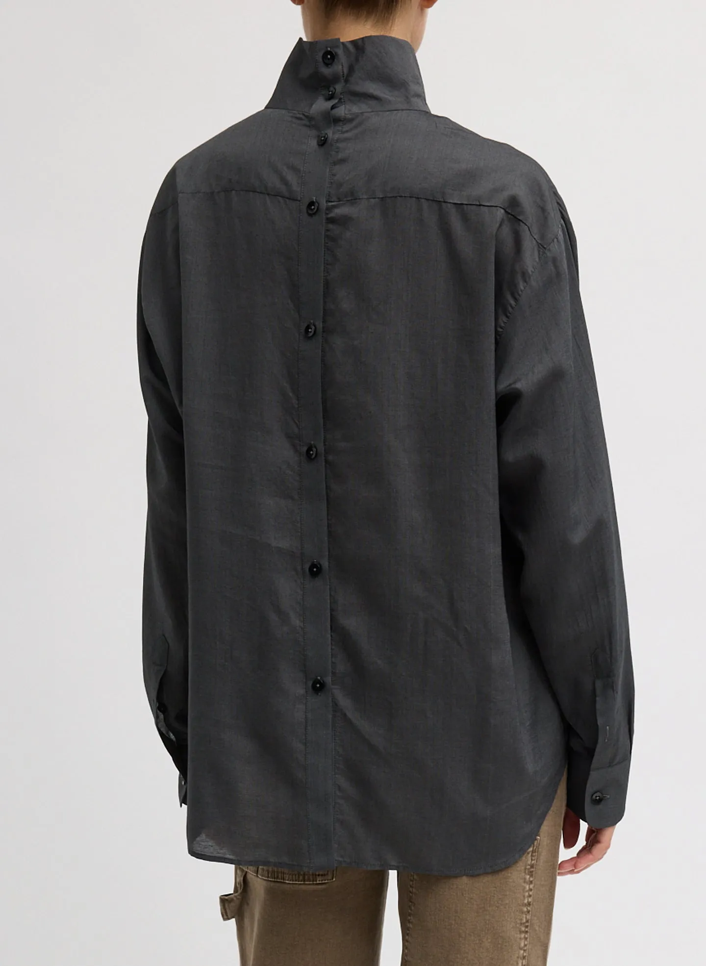 Ultra Light Silk Tencel Funnel Neck Shirt sold by Tibi product image thumbnail 4
