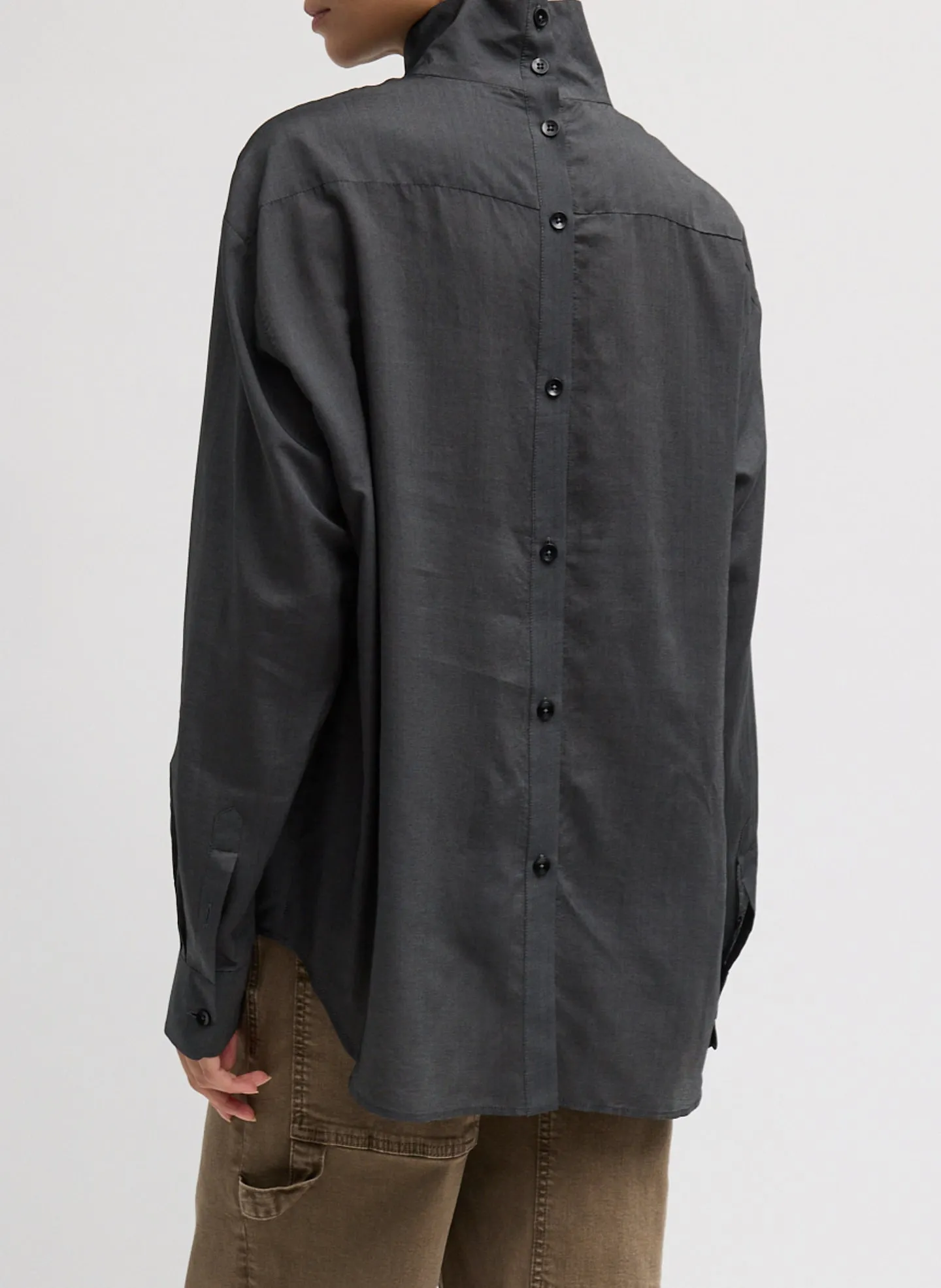 Ultra Light Silk Tencel Funnel Neck Shirt sold by Tibi product image thumbnail 3