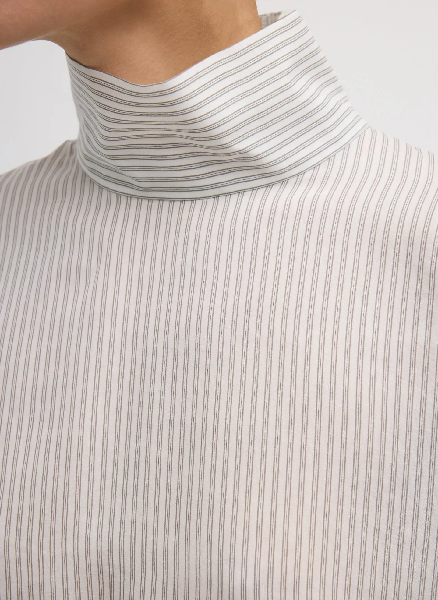Ultra Light Silk Tencel Striped Funnel Neck Shirt sold by Tibi product image thumbnail 5