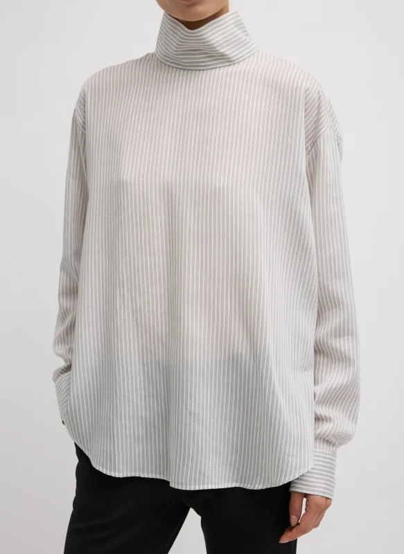 Ultra Light Silk Tencel Striped Funnel Neck Shirt sold by Tibi