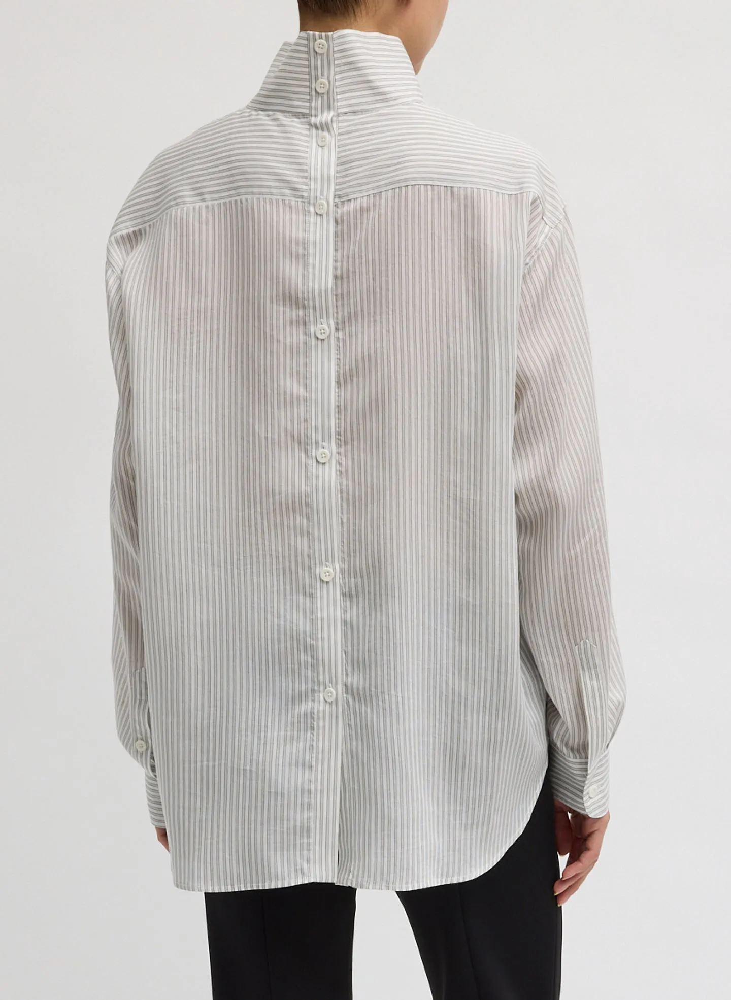 Ultra Light Silk Tencel Striped Funnel Neck Shirt sold by Tibi product image thumbnail 3