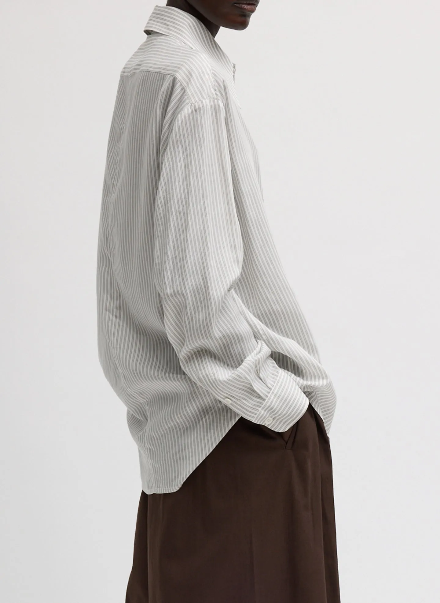 Ultra Light Silk Tencel Striped Pintucked Shirt sold by Tibi product image thumbnail 3