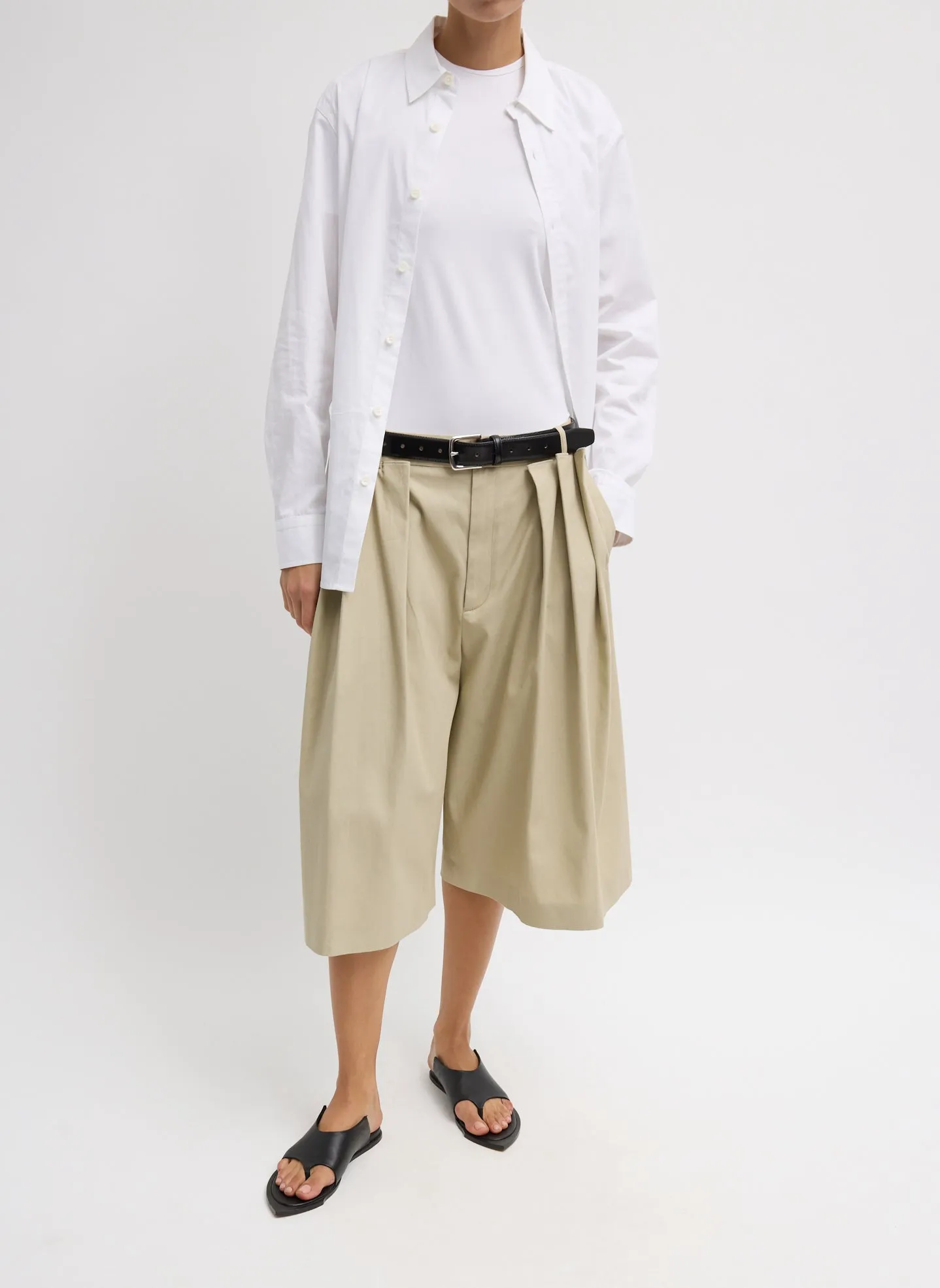 Luxe Spring Twill Tucked Pleated Wide Leg Short sold by Tibi product image thumbnail 4