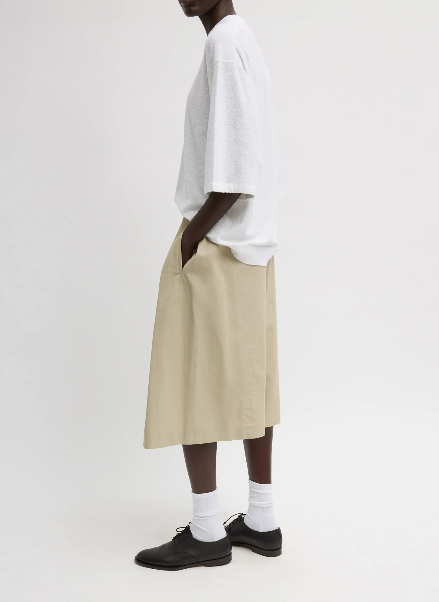 Luxe Spring Twill Tucked Pleated Wide Leg Short sold by Tibi product image thumbnail 2