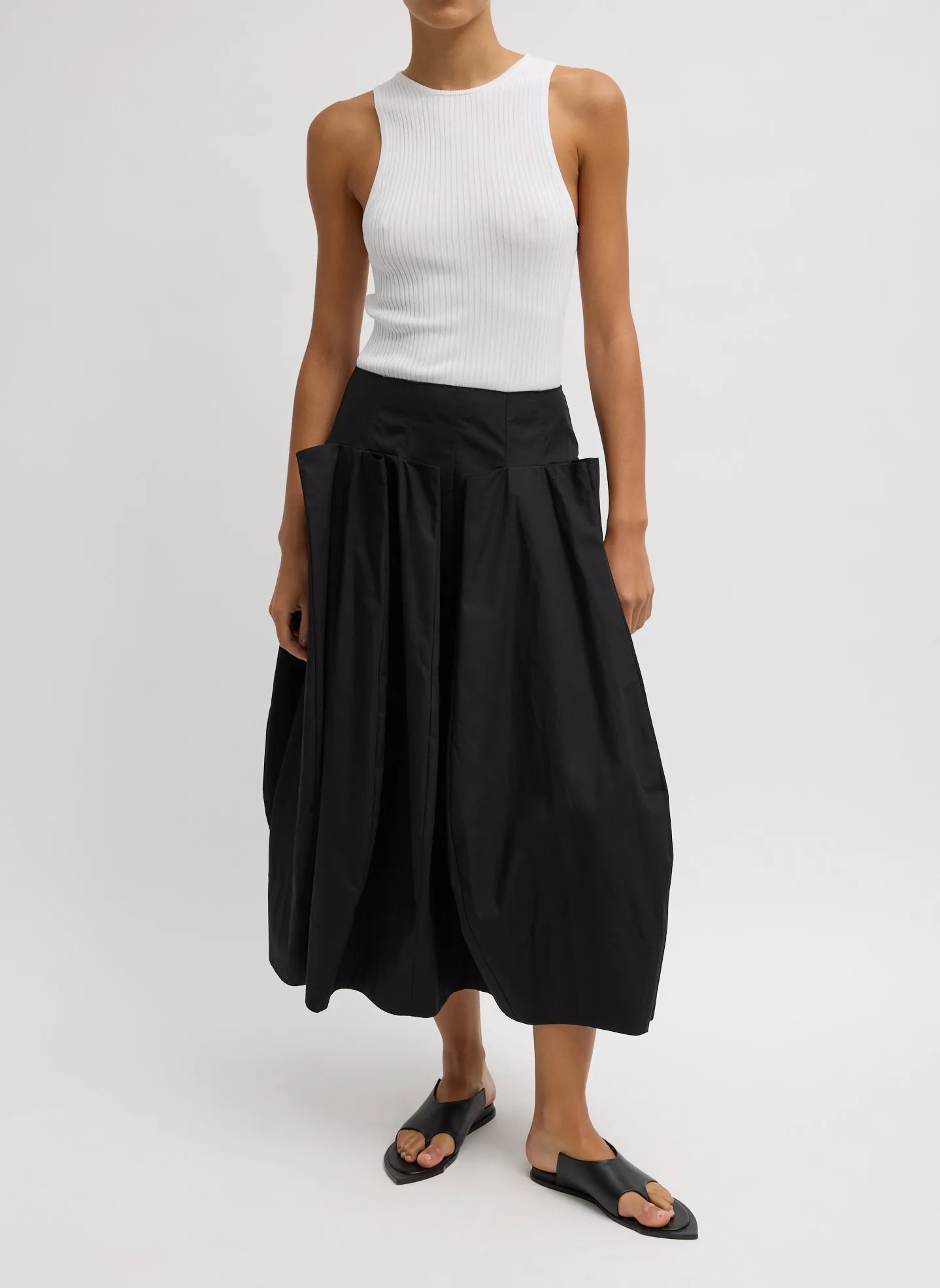 Compact Eco Poplin Pinched Pleat Full Skirt sold by Tibi