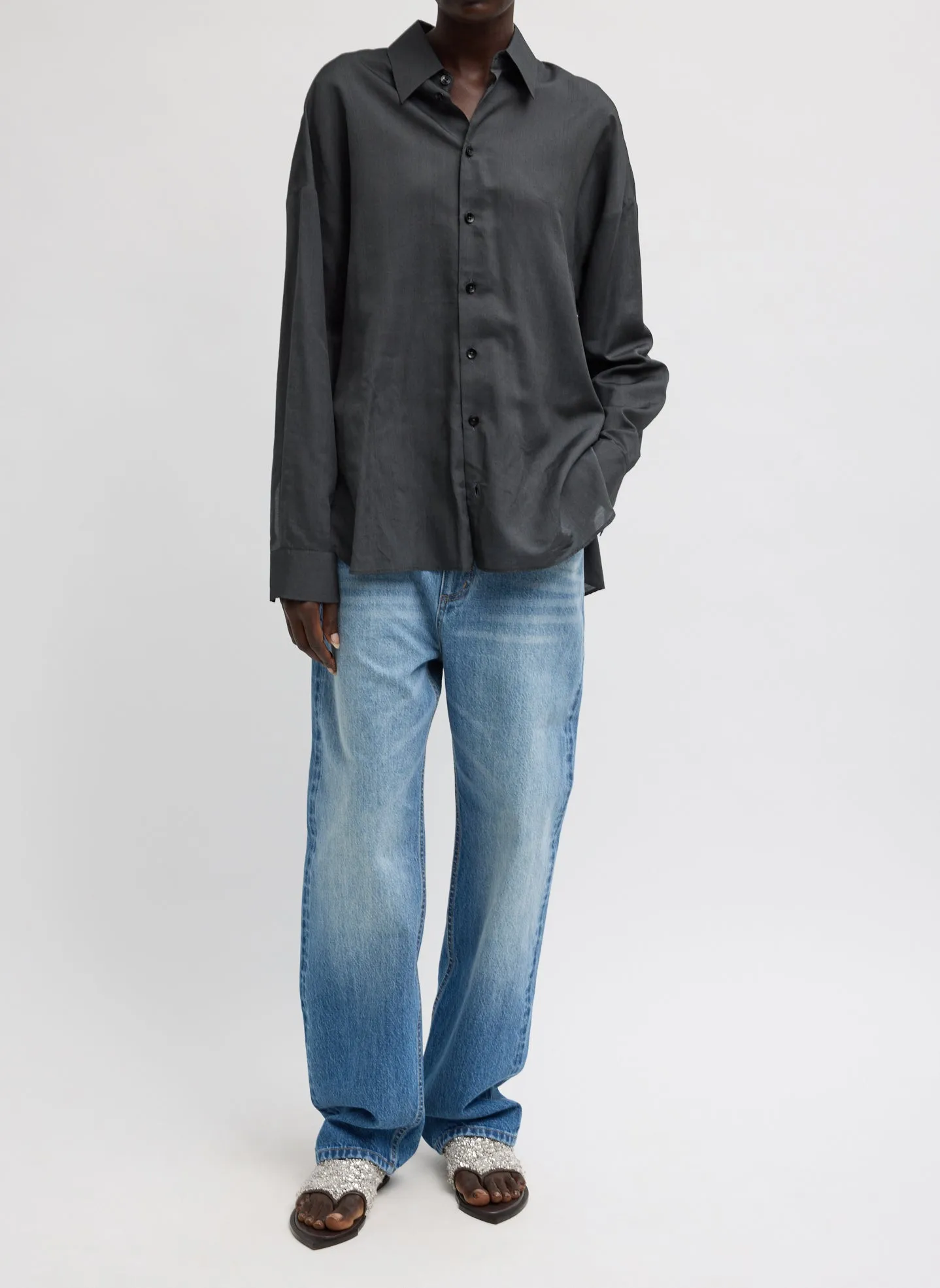 Ultra Light Silk Tencel Oversized Shirt sold by Tibi product image thumbnail 4