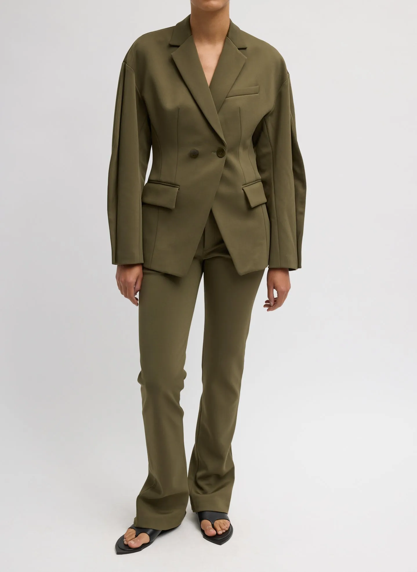 Spring Bonded Twill Elfie Trousers With Slits sold by Tibi product image thumbnail 4