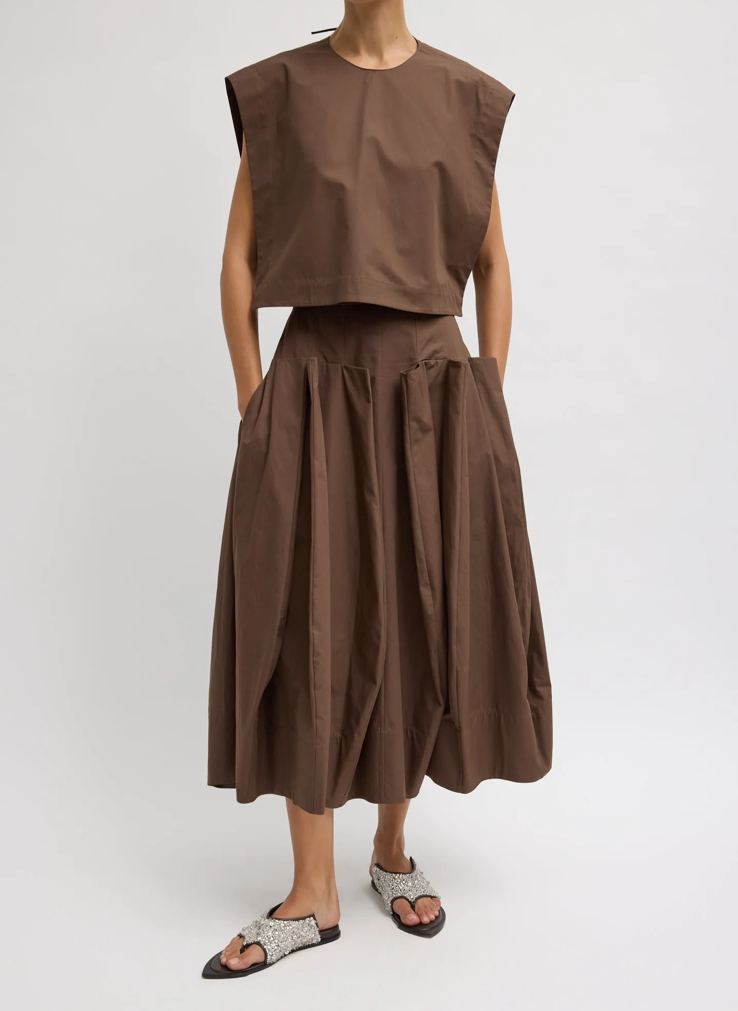 Compact Eco Poplin Cropped Square Top sold by Tibi product image thumbnail 4