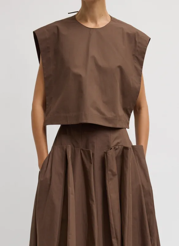 Compact Eco Poplin Cropped Square Top sold by Tibi