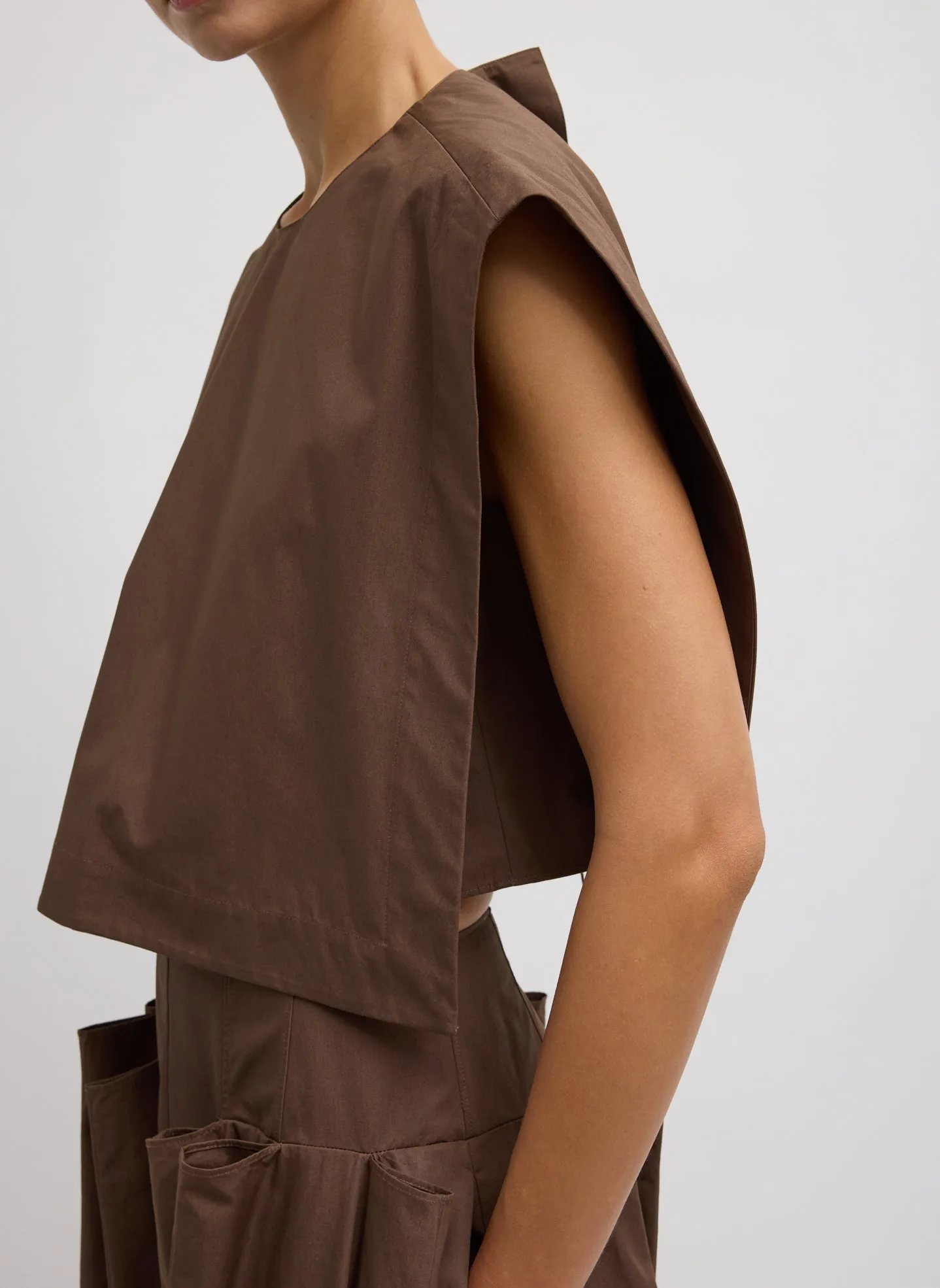 Compact Eco Poplin Cropped Square Top sold by Tibi product image thumbnail 2