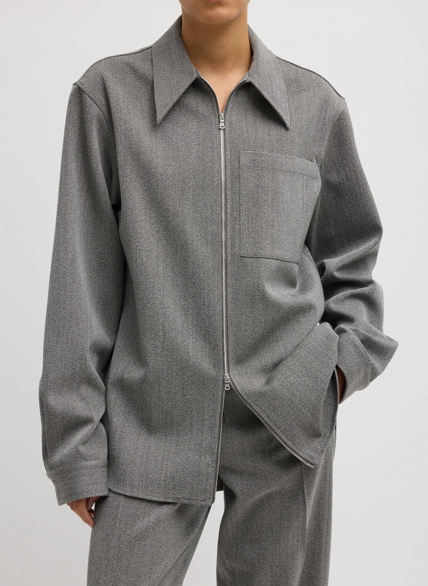 Structured Wool Zipper Jacket sold by Tibi product image thumbnail 4