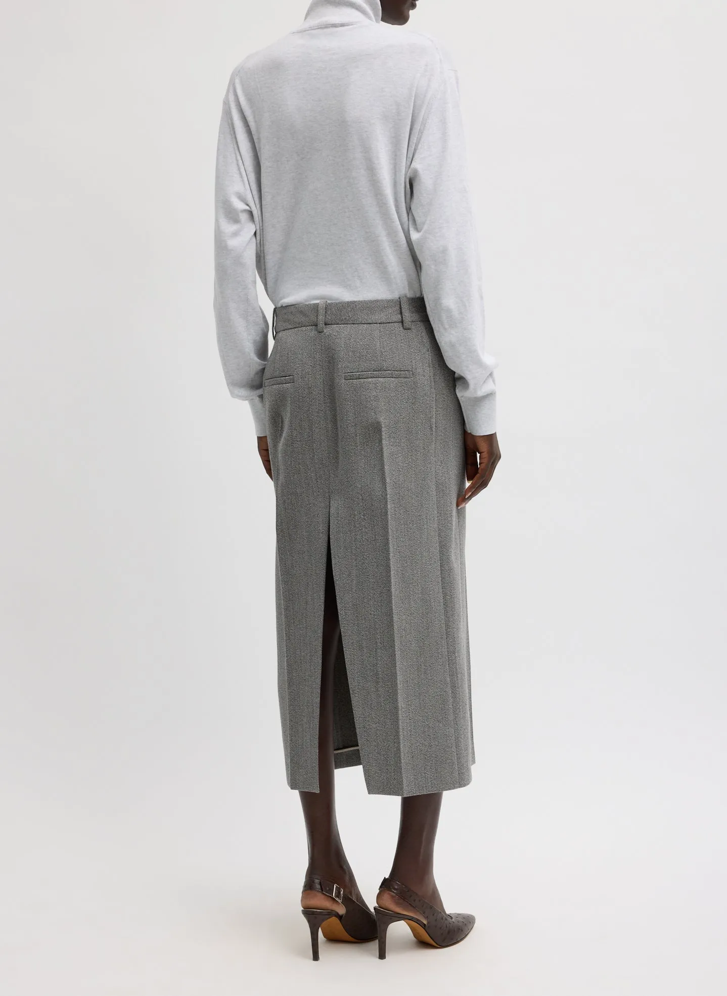 Structured Wool Zip Front Midi Trouser Skirt sold by Tibi product image thumbnail 4