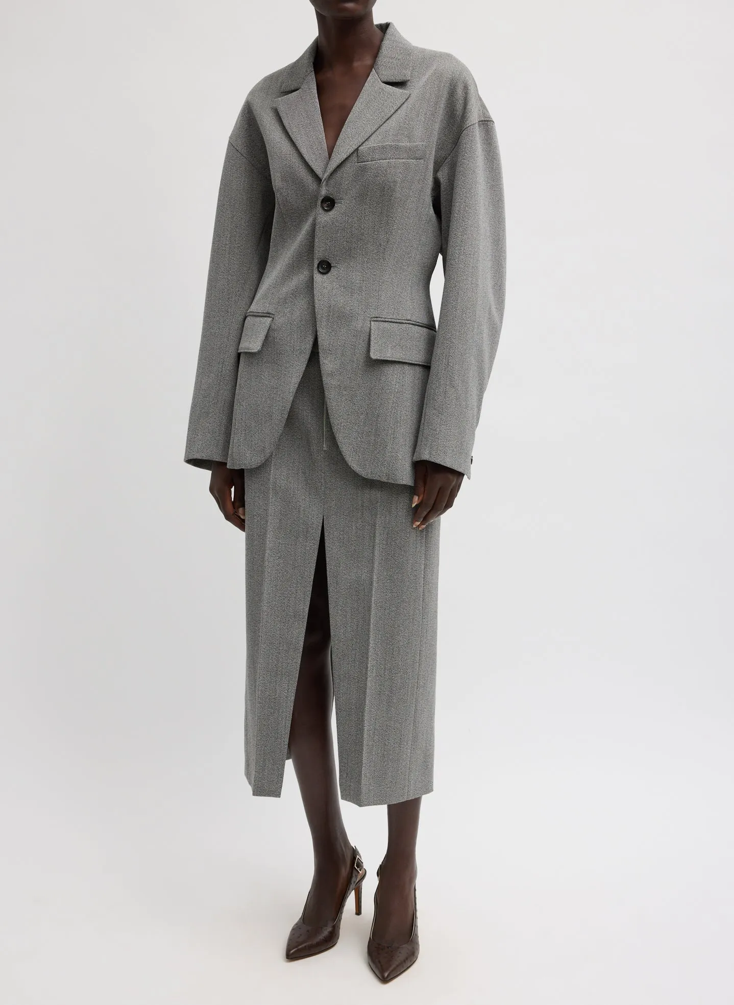 Structured Wool Zip Front Midi Trouser Skirt sold by Tibi product image thumbnail 5