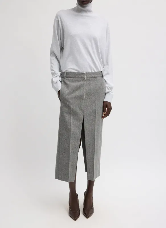 Structured Wool Zip Front Midi Trouser Skirt sold by Tibi