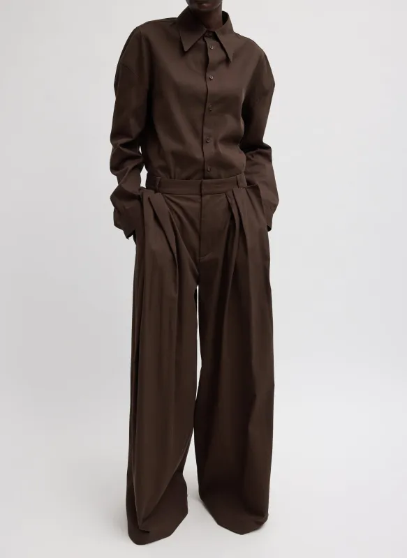 Luxe Spring Twill Tucked Pleated Wide Leg Trouser made by Tibi