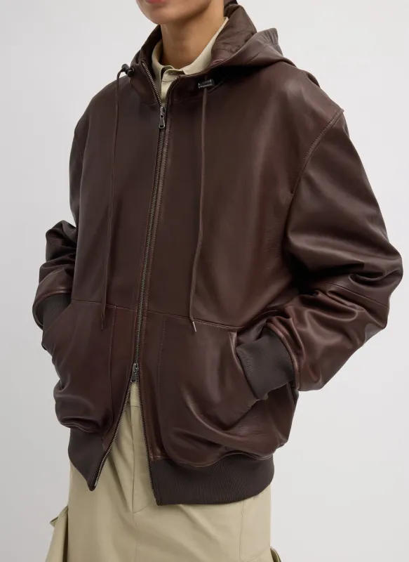 Leather Zip Up Hoodie Jacket made by Tibi